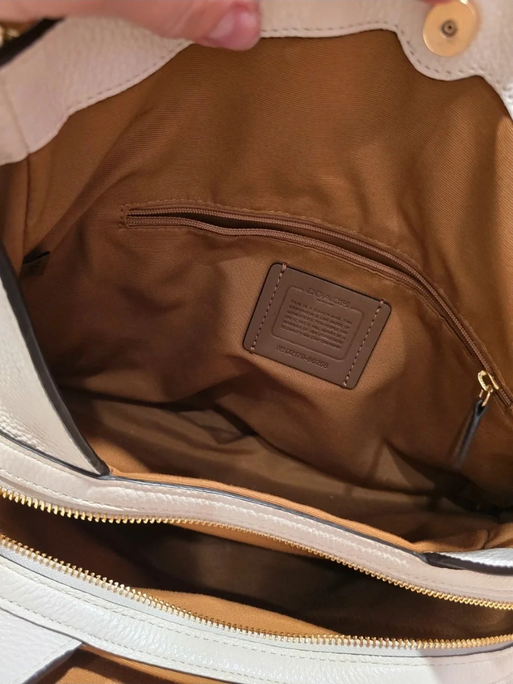 Coach Pebbled Leather Hobo Bag in Chalk